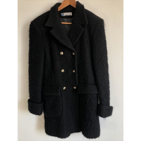 Pied a Terre Vintage Women's Overcoat Mohair & Wool Black Winter Coat Sz 12 - Picture 1 of 11